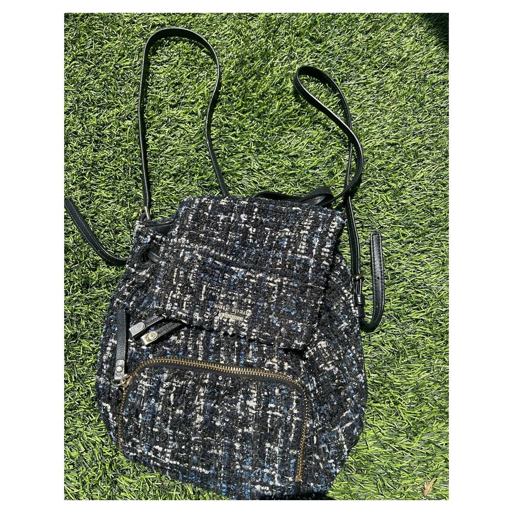 Kate Spade Natalie Tweed Backpack Purse Bag Flap Boucle Sequin